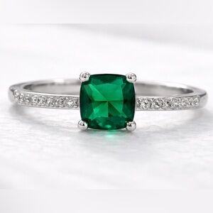2.15 CT Simulated Emerald Simple And Elegant Proposal Rings 925  minimalist